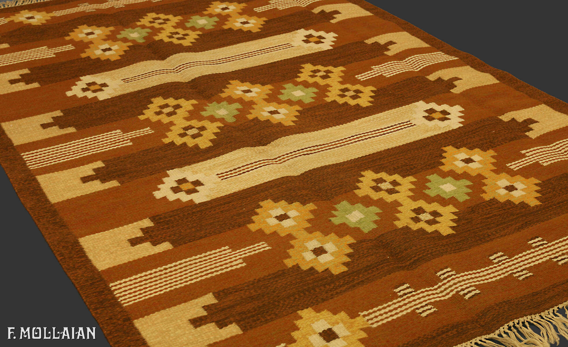 Semi-Antique Swedish Kilim n°:25659311